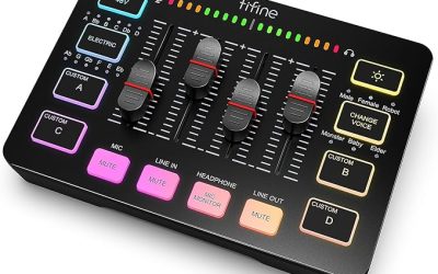 FIFINE Gaming Audio Mixer, Streaming RGB PC Mixer with XLR Microphone Interface, Individual Control, Volume Fader, Mute Button, 48V Phantom Power, for Podcast/Recording/Vocal/Game Voice-AmpliGame SC3