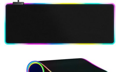 Large RGB Gaming Mouse Pad -15 Light Modes Touch Control Extended Soft Computer Keyboard Mat Non-Slip Rubber Base for Gamer Esports Pros 31.5X11.8